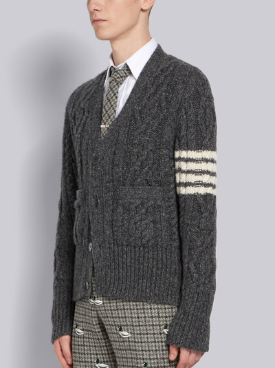 Thom Browne 4-Bar Aran Cable Cashmere Cardigan outlook