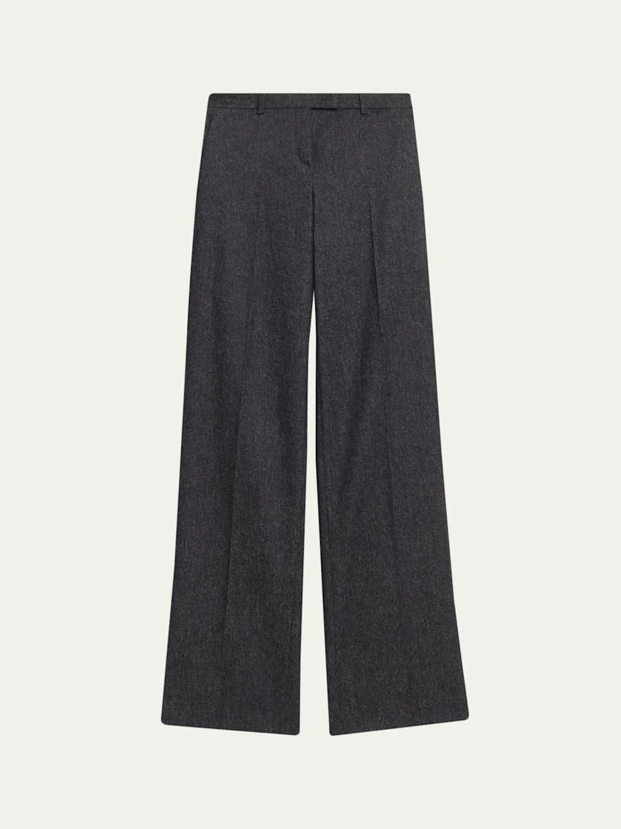 Camilla Wide-Leg Melange Wool Trousers - 1