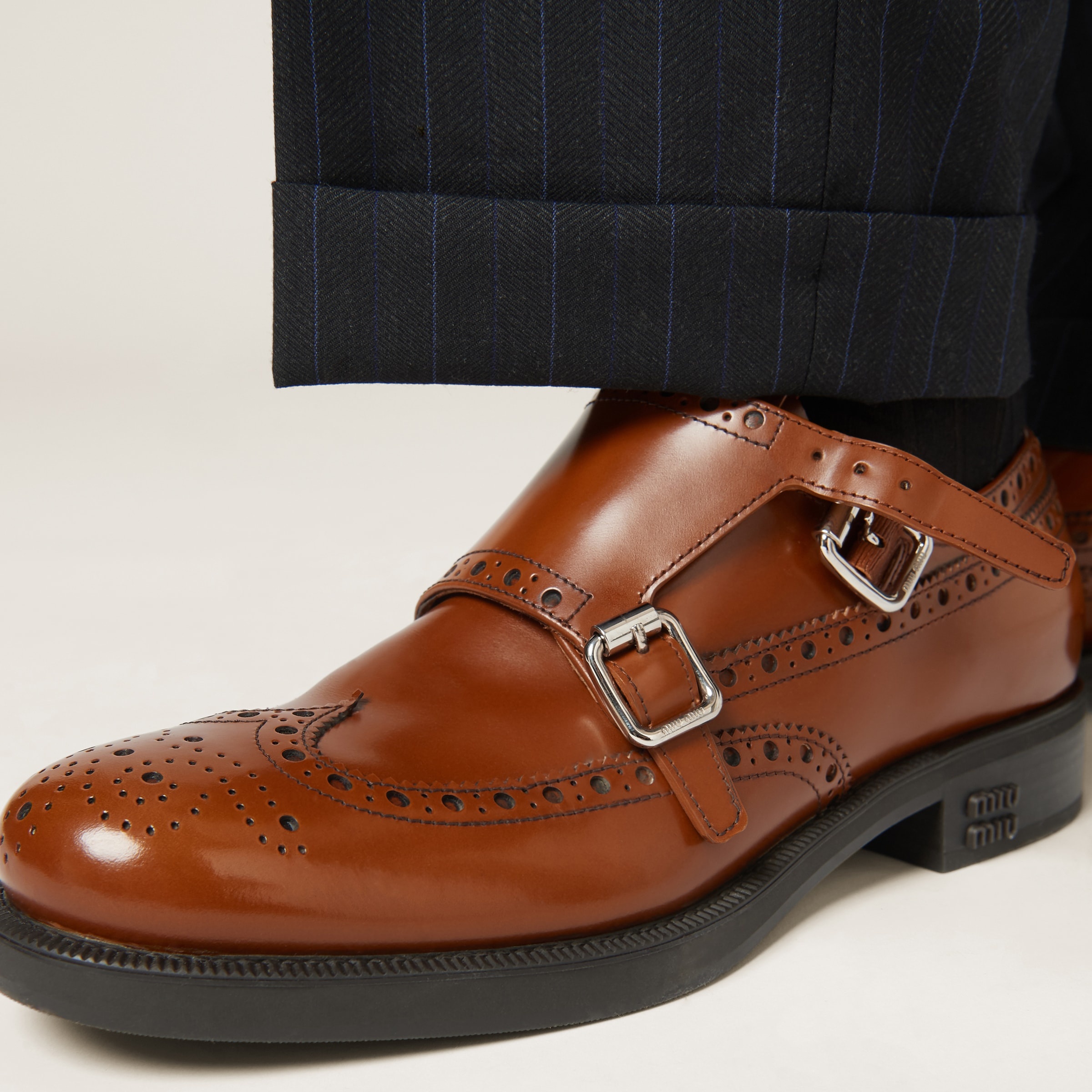 Church's X Miu Miu Brushed Leather Double Monk Brogue Shoes - 6