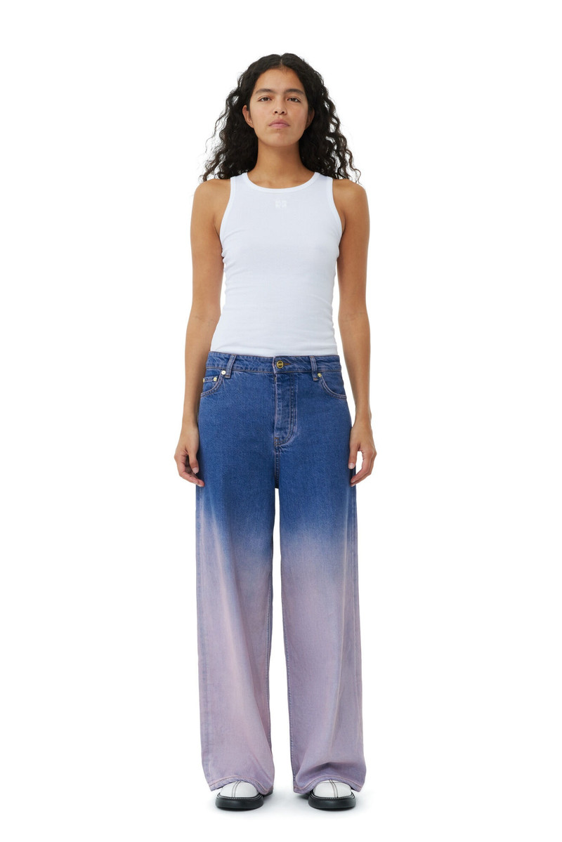 GANNI PURPLE BLEACH FUTURE DENIM WIDE JEANS outlook