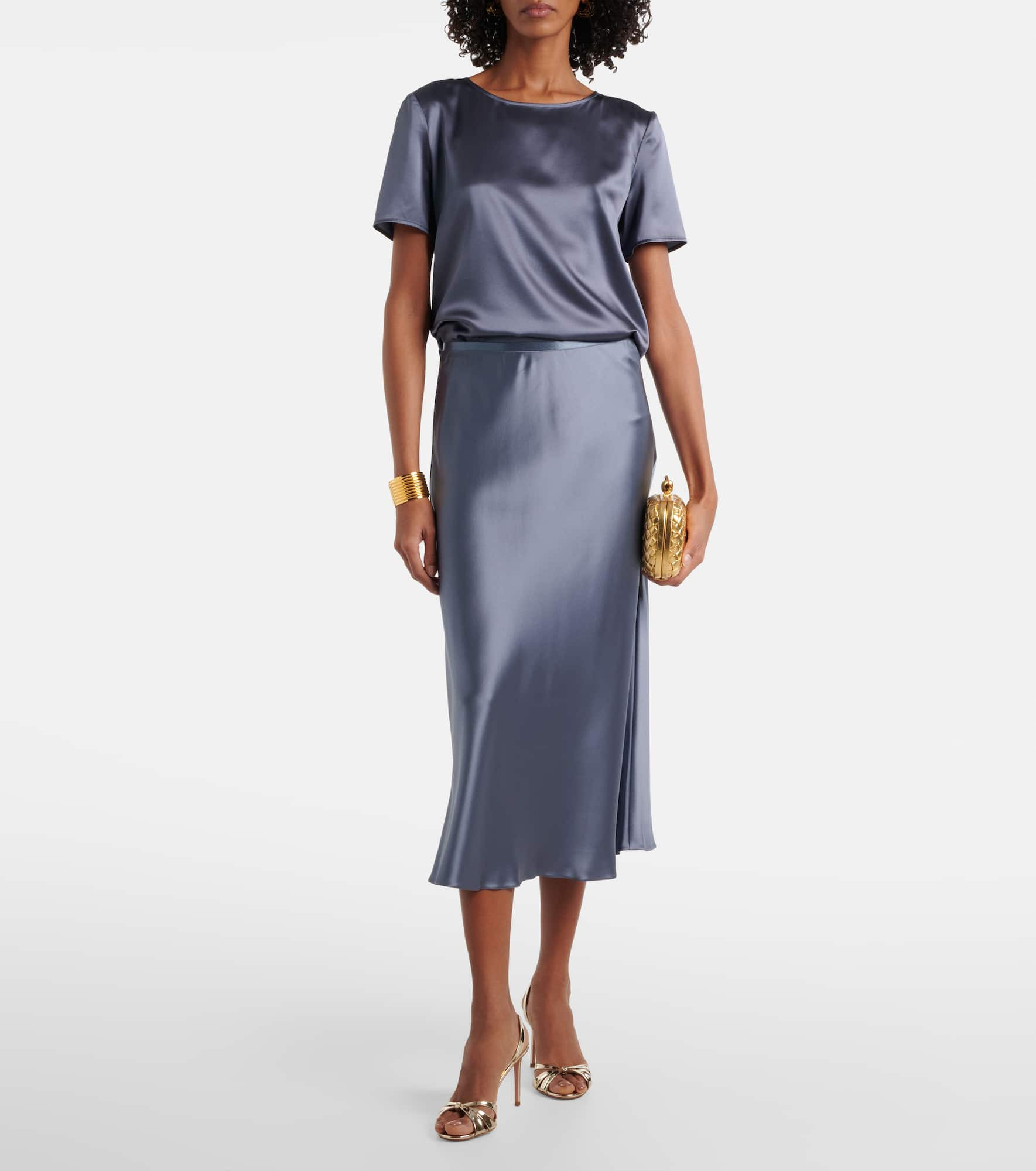 Carnet silk satin midi skirt - 2