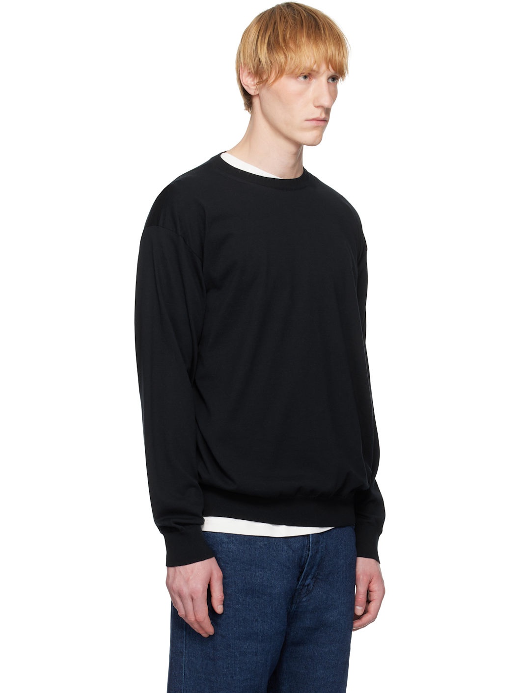Navy Super High Gauge Cotton Knit Sweater - 2