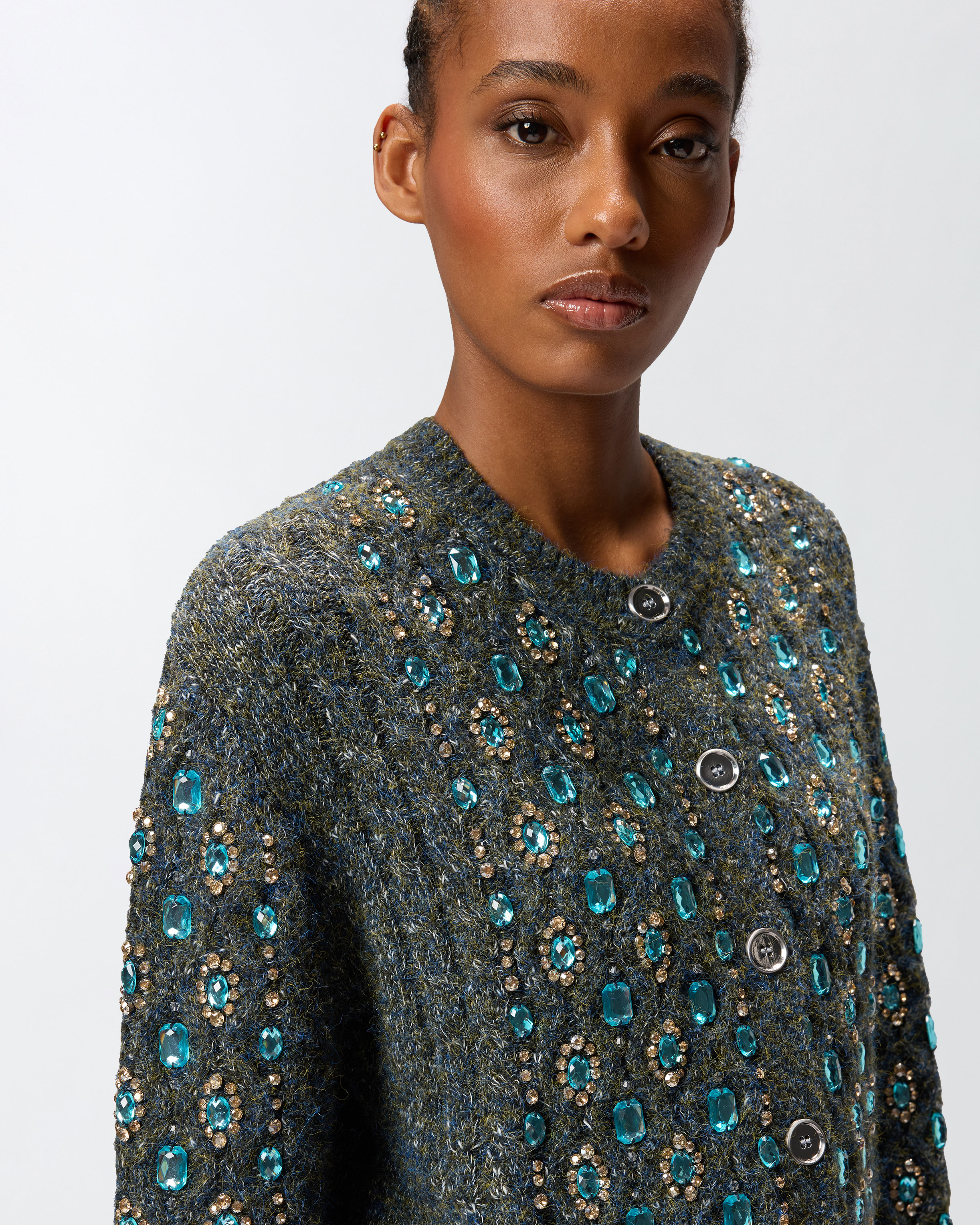 KNITTED MULINE CARDIGAN WITH JEWEL APPLICATIONS - 6