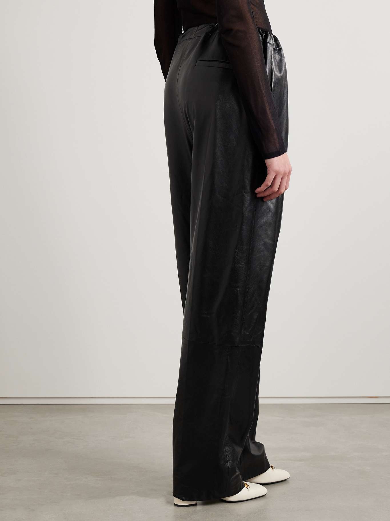 Trenton pleated leather pants Black - 4