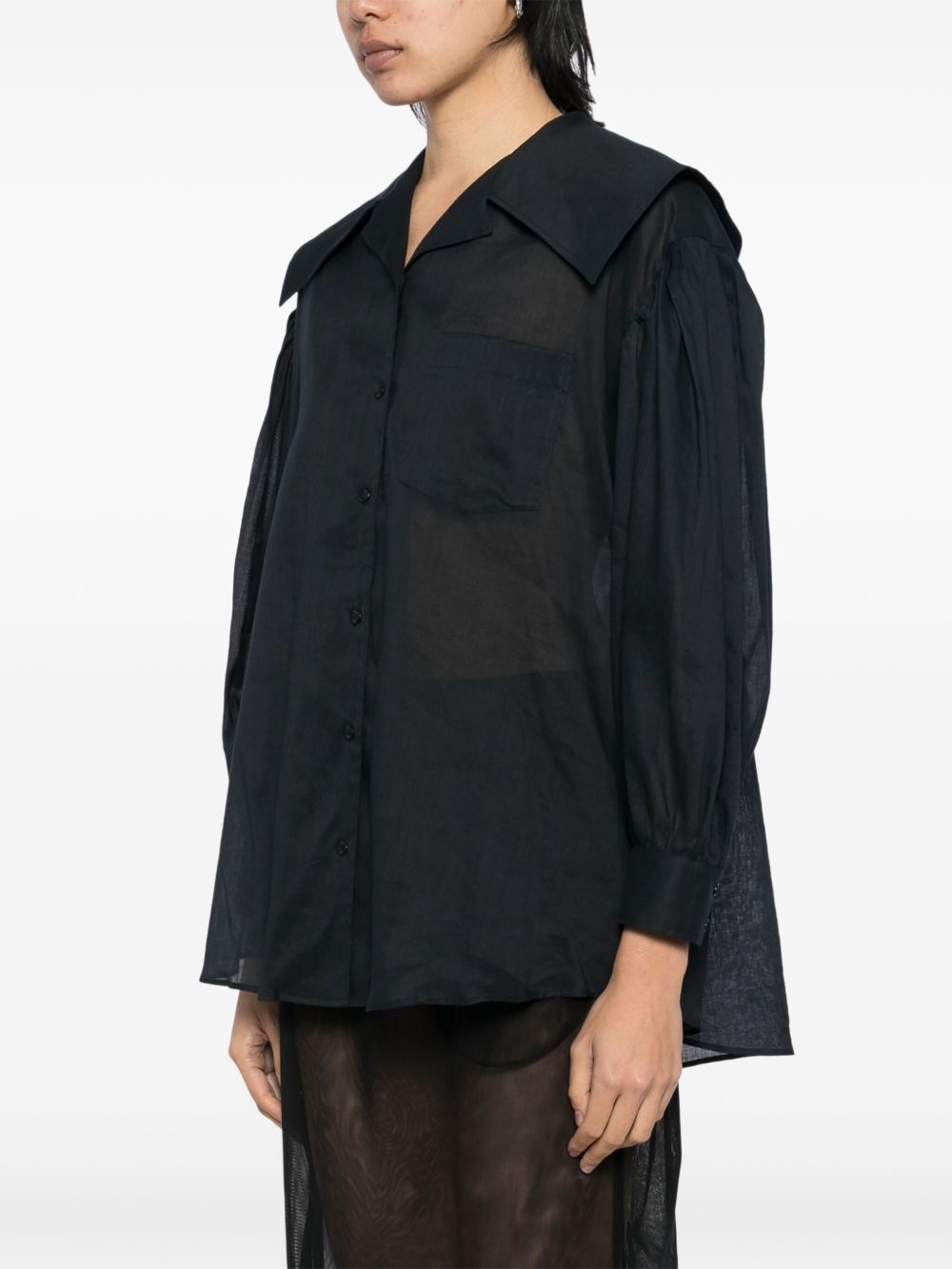 sailor-collar puff-sleeves shirt - 3