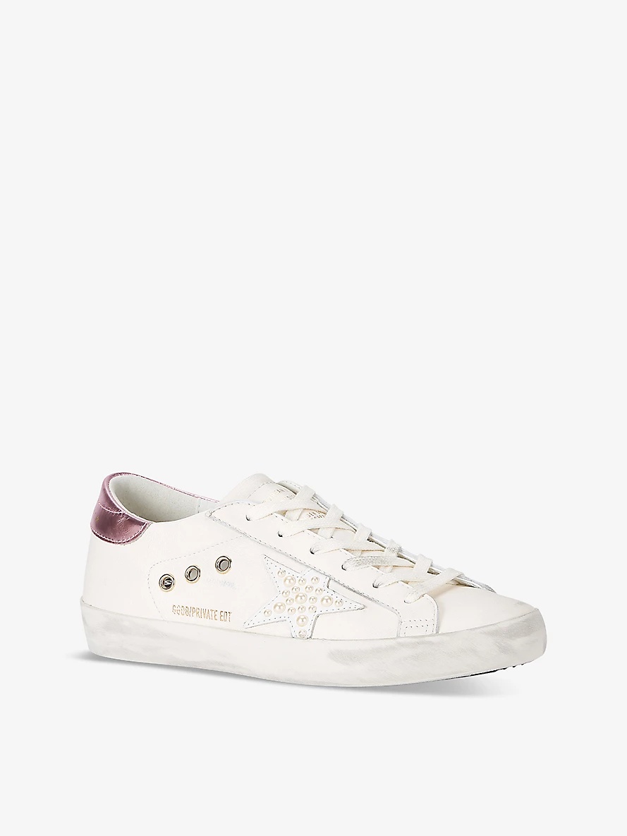 Women's Superstar pearl-embellished leather low-top trainers - 3