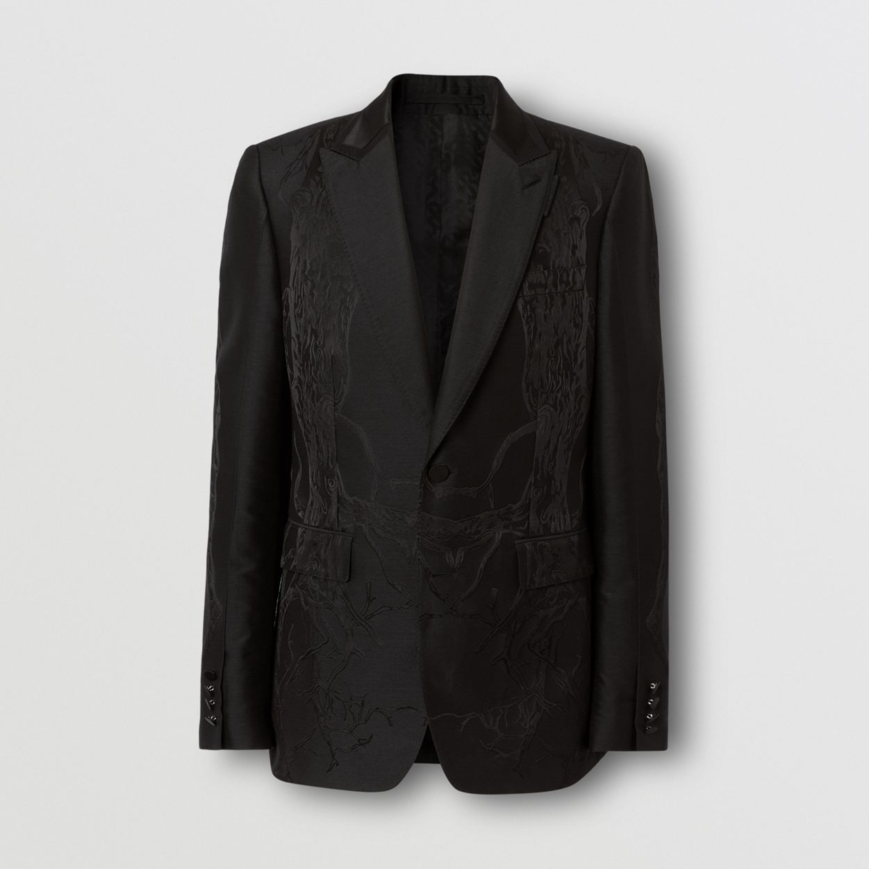 English Fit Wool Silk Blend Jacquard Tailored Jacket - 1