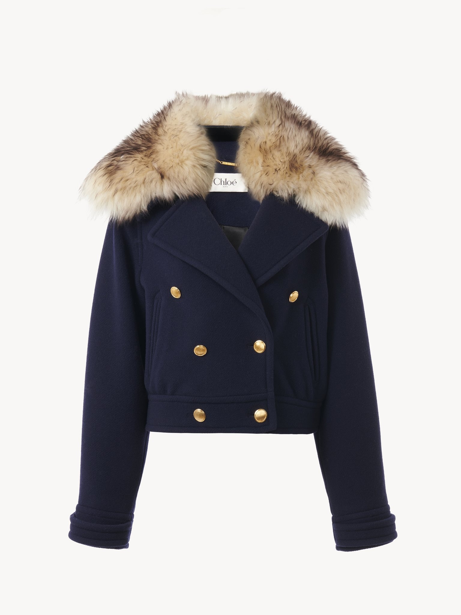 SHORT BOXY DOUBLE-BREASTED COAT IN WOOL - 2
