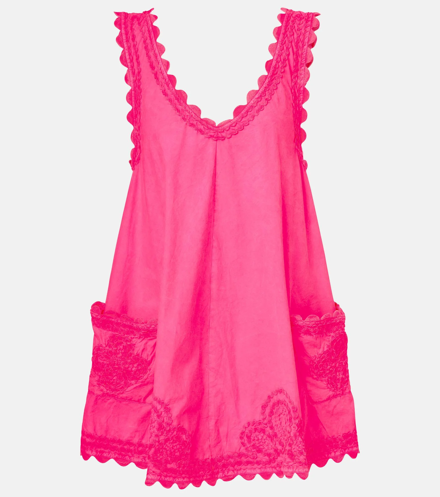 Embroidered cotton poplin minidress - 1