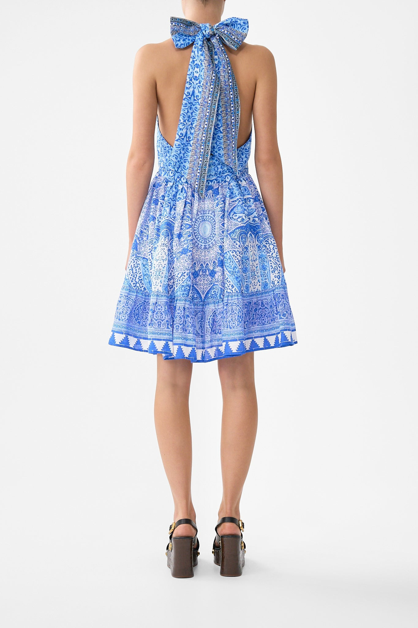 RUFFLE HEM HALTER SHORT DRESS - 2