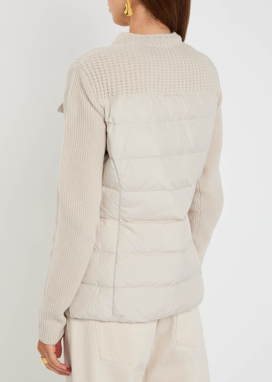 Moncler Logo Ribbed Wool and Shell Cardigan - 3