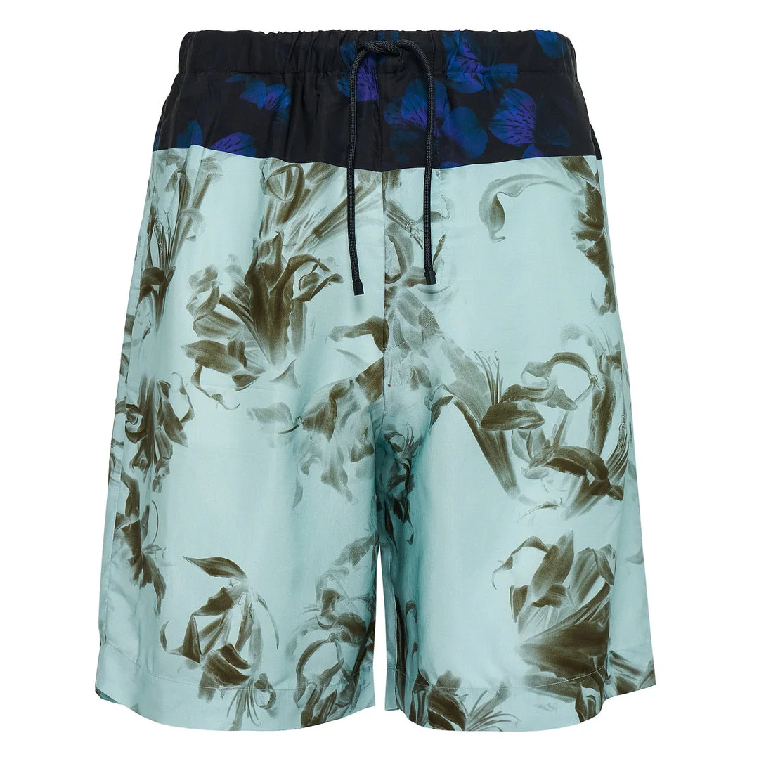 Nerine Flower Border Print Viscose Shorts - 1