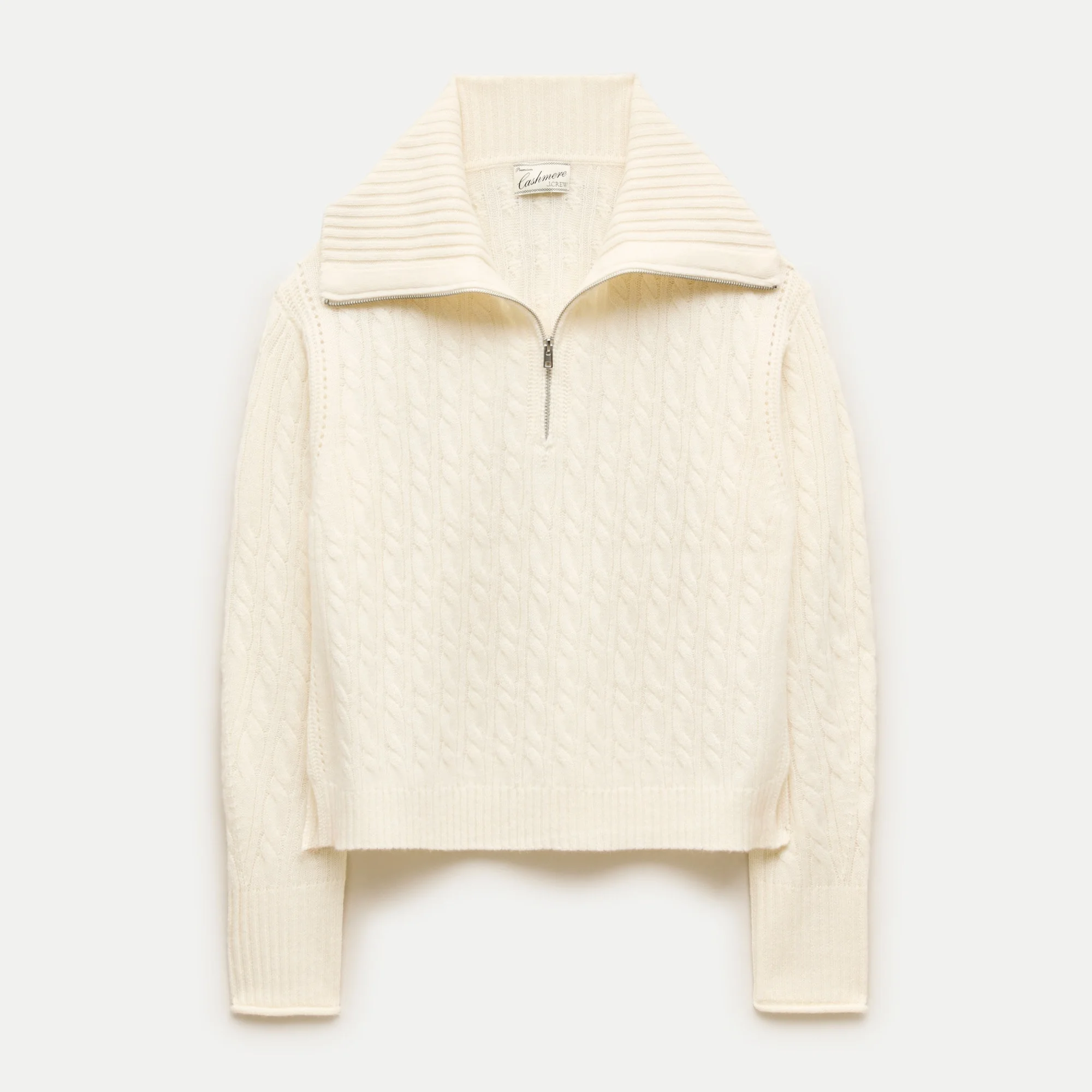 Cashmere quarter-zip sweater in cable knit - 1