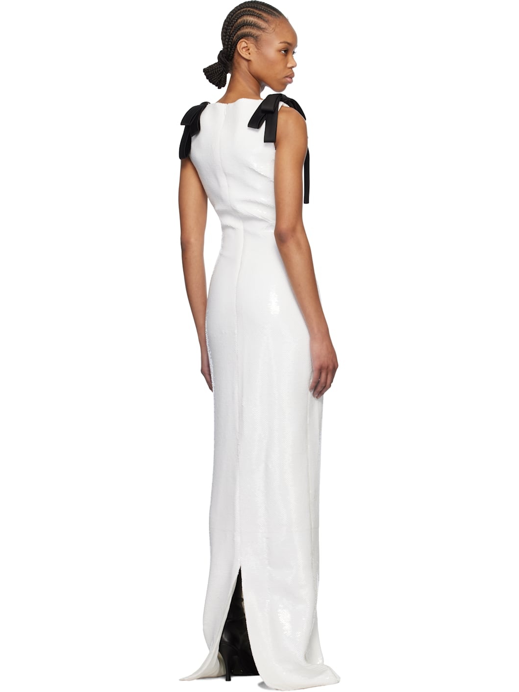 White Bows Sequins Maxi Dress - 3
