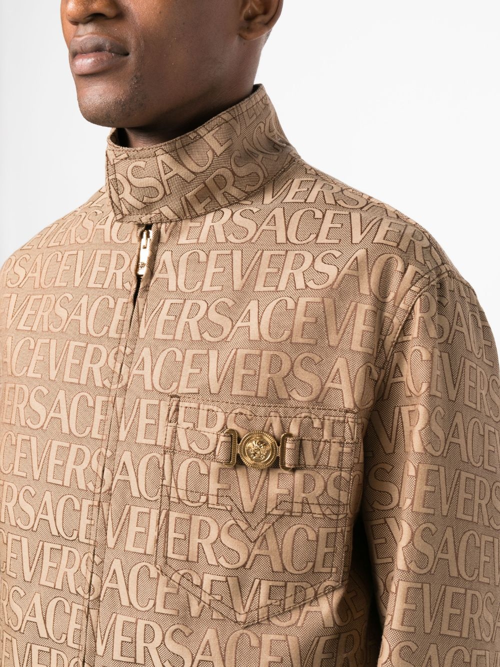 Versace Allover-jacquard high-neck jacket - 5