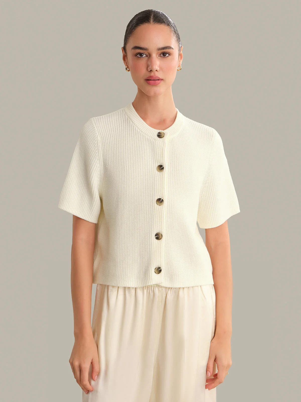 Ginevra Short Sleeve Shaker Cardigan - 1