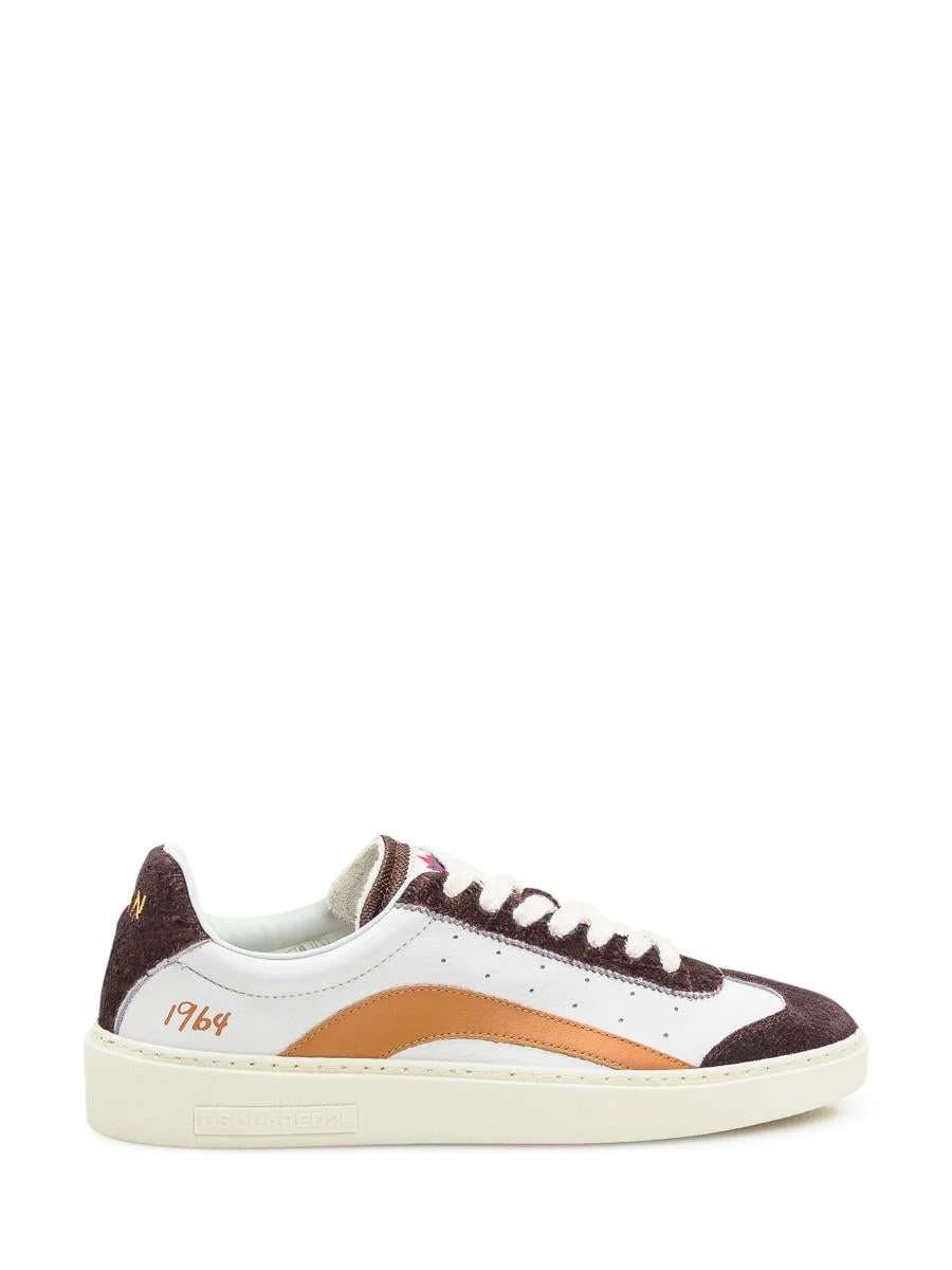 DSQUARED2 Dsquared2 1964 White And Brown Leather And Suede Sneakers - 1