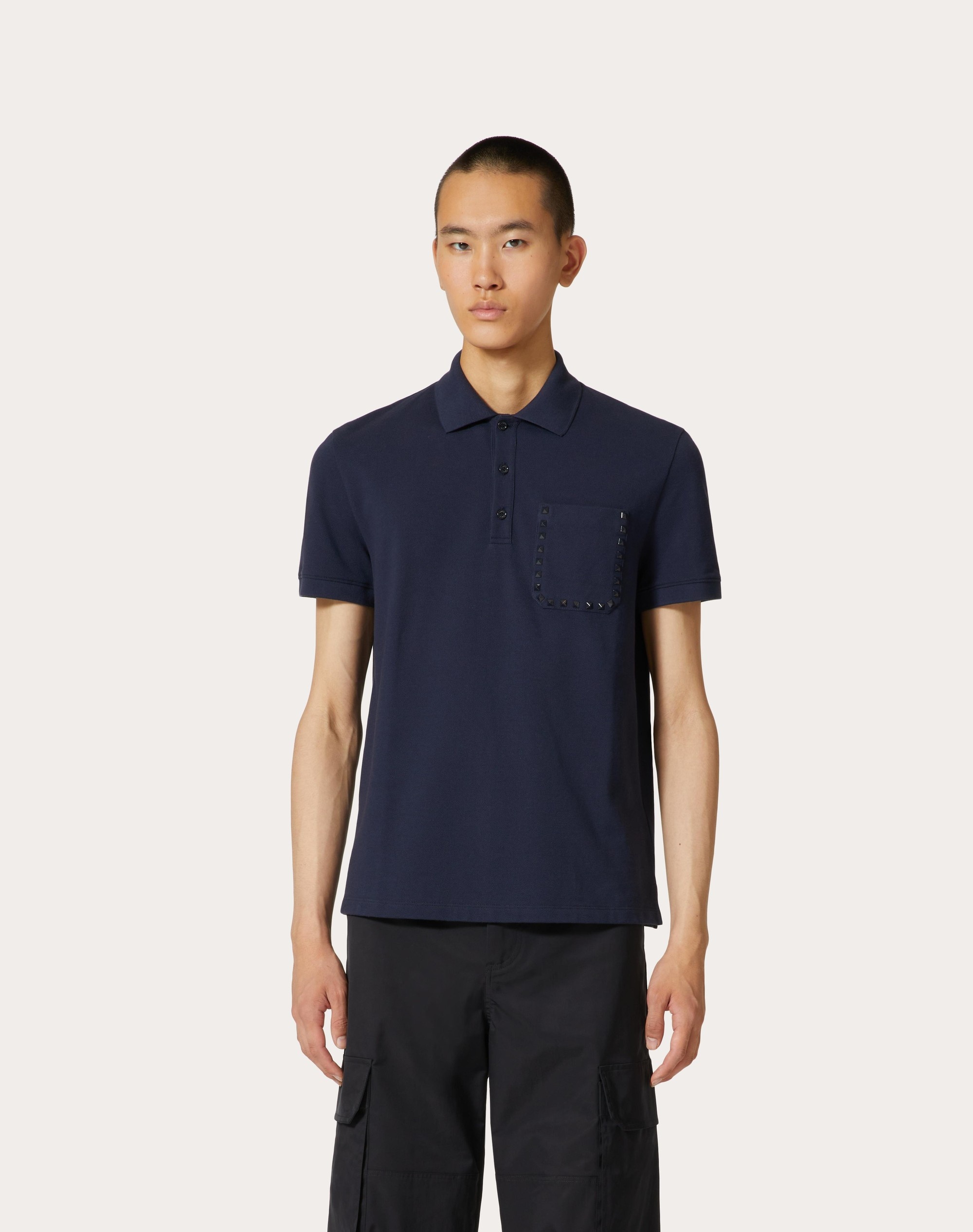 COTTON PIQUÉ POLO SHIRT WITH ROCKSTUD UNTITLED STUDS - 3