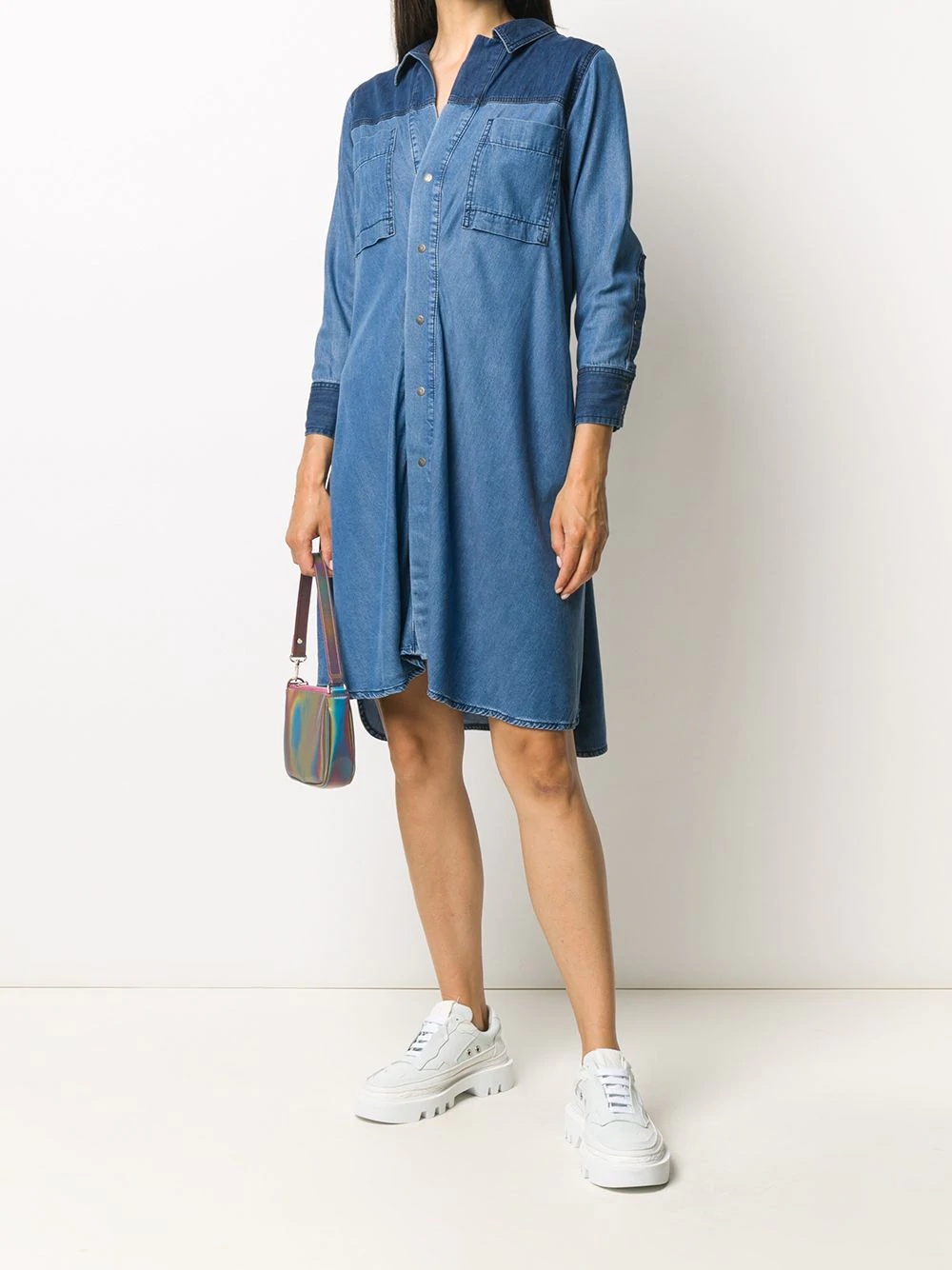 tie-waist denim shirt-dress - 2