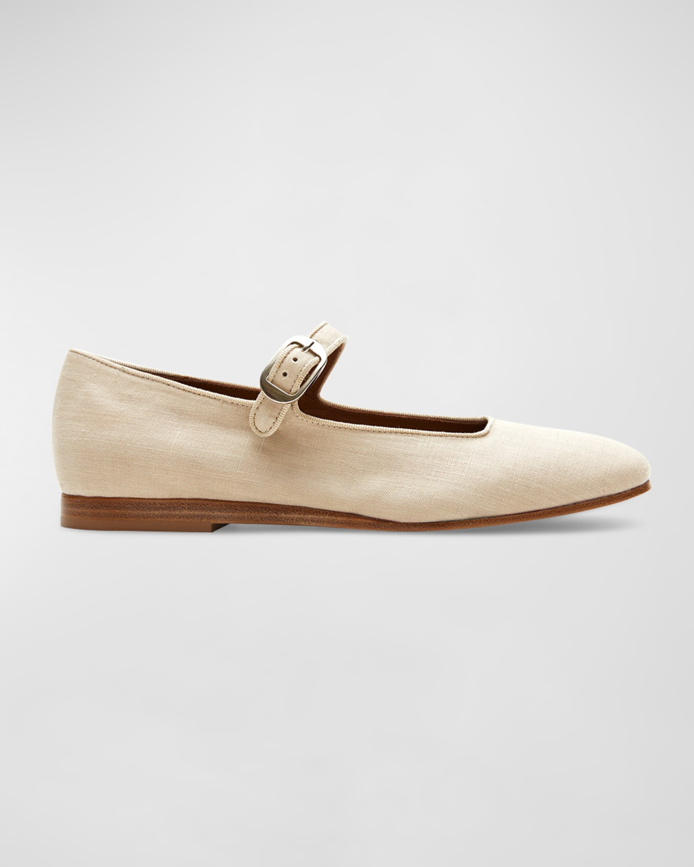 Linen Mary Jane Ballerina Flats - 1