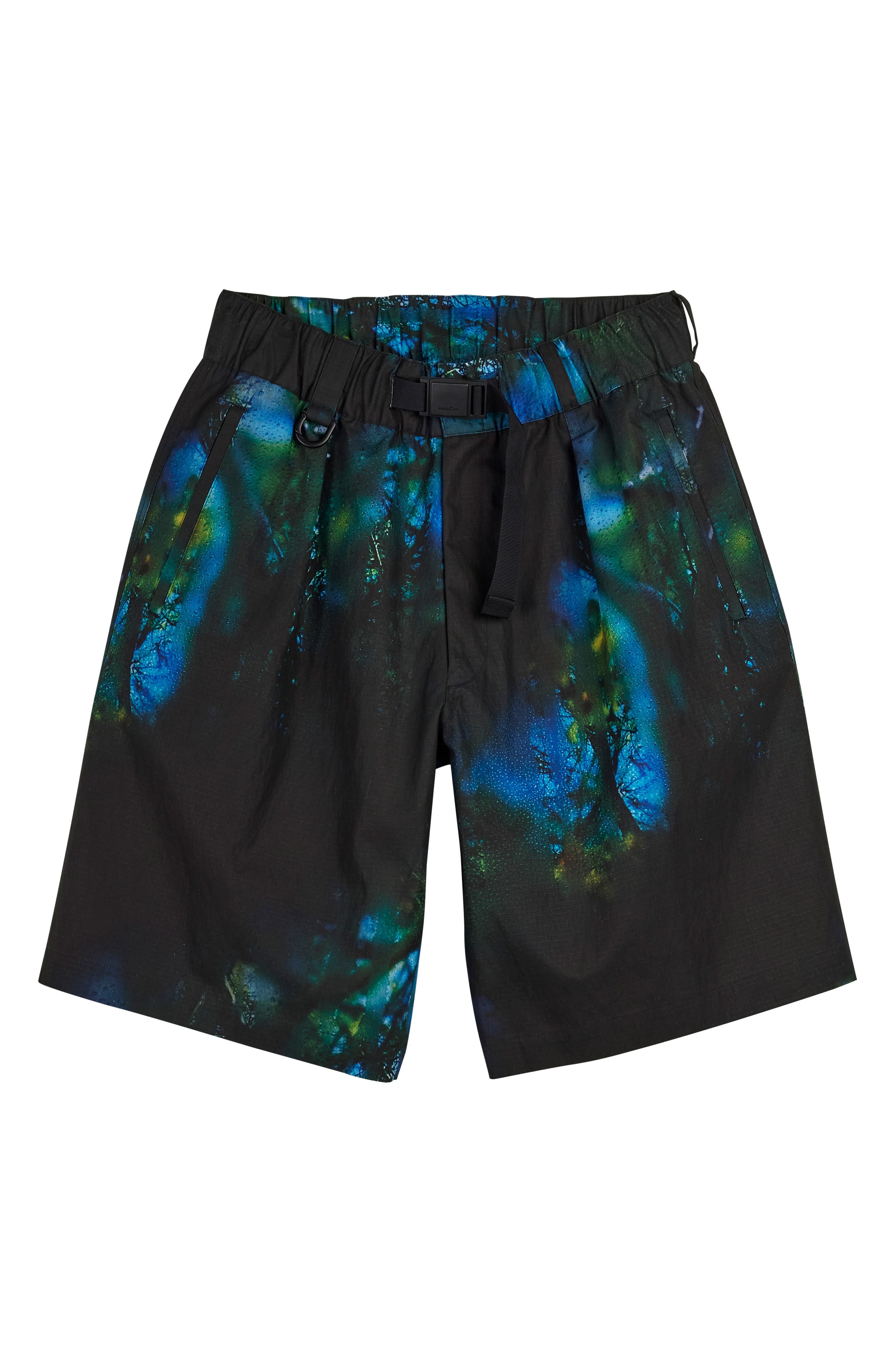Y-3 Allover Print Belted Ripstop Shorts in Black/blue Multicolor at Nordstrom - 1