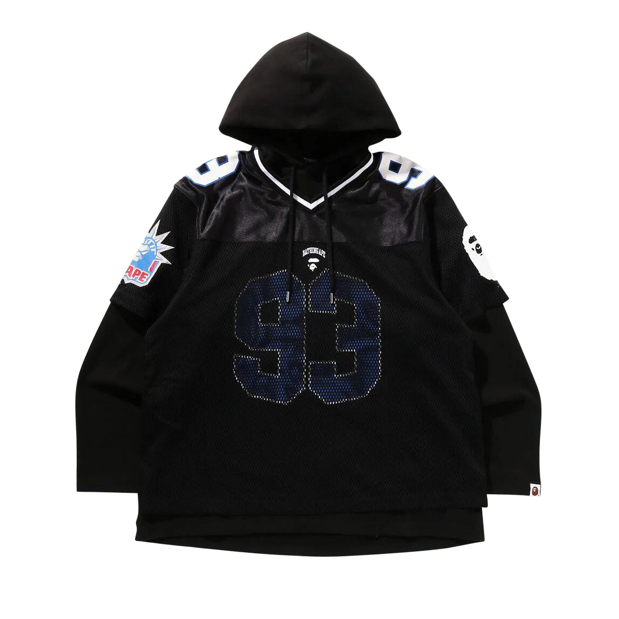 BAPE Multi Logo Layered Sleeves Relaxed Fit Football Jersey 'Black' - 1