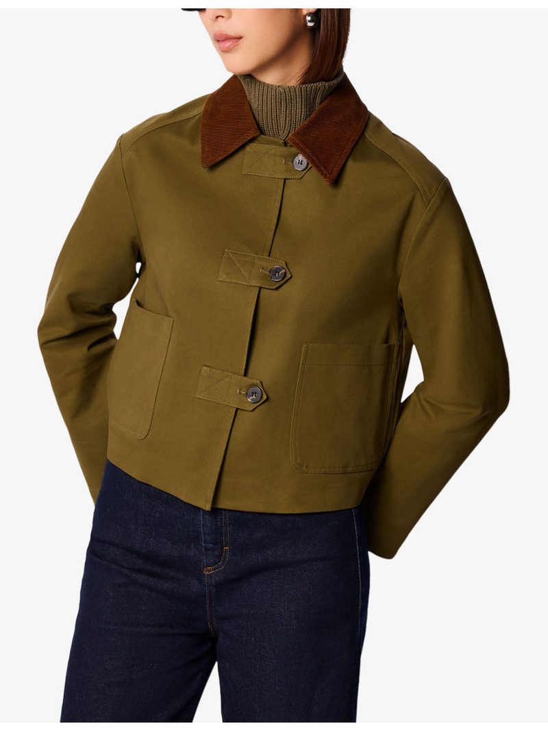Short Corduroy-Collar Cotton Jacket 3