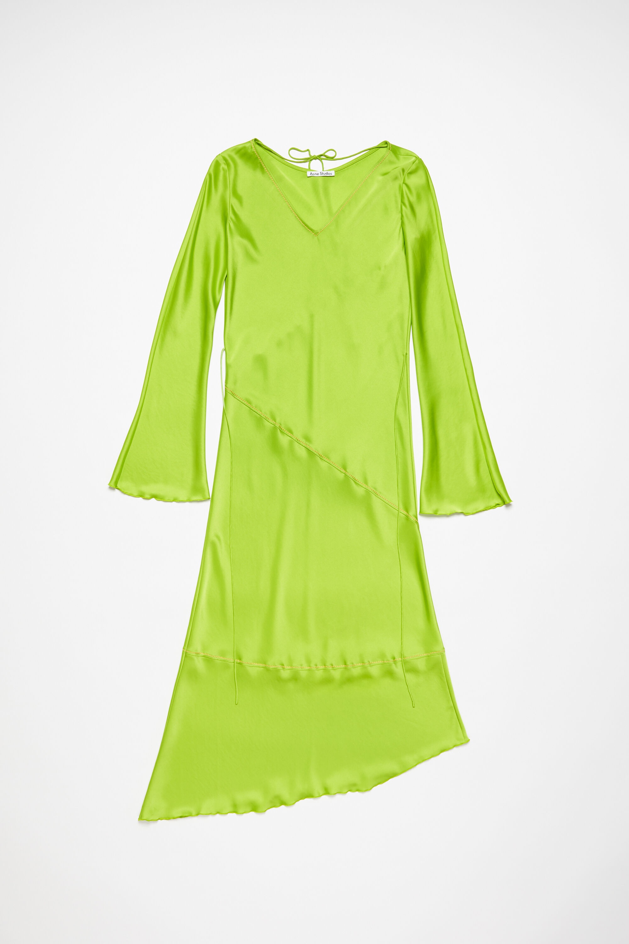 Satin long dress - Bright Green - 7
