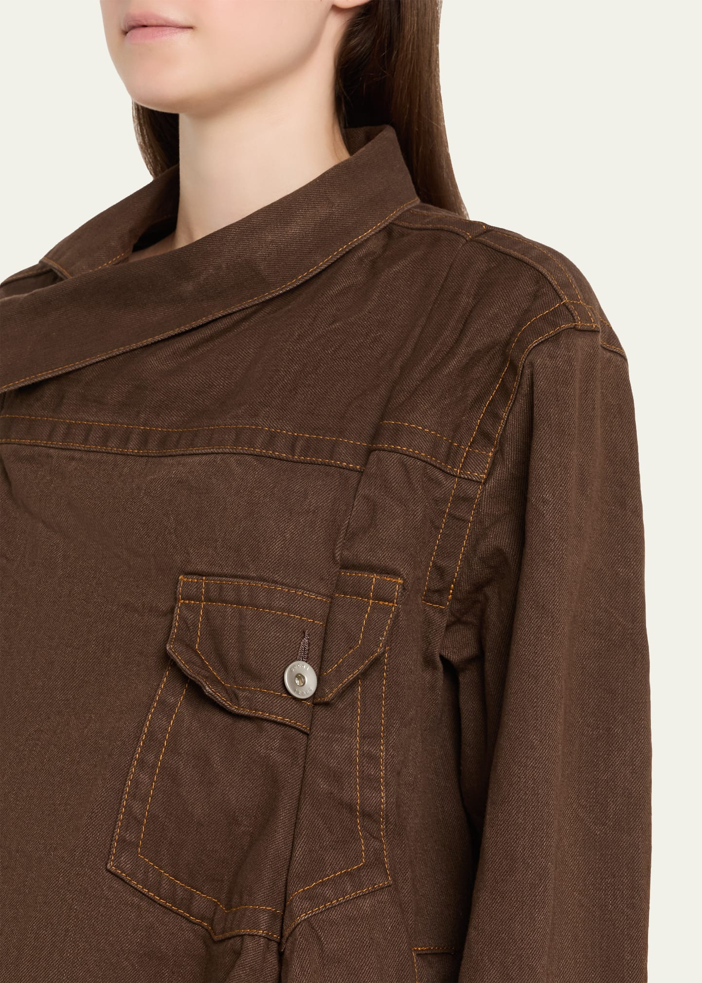 Asymmetric Denim Jacket - 5