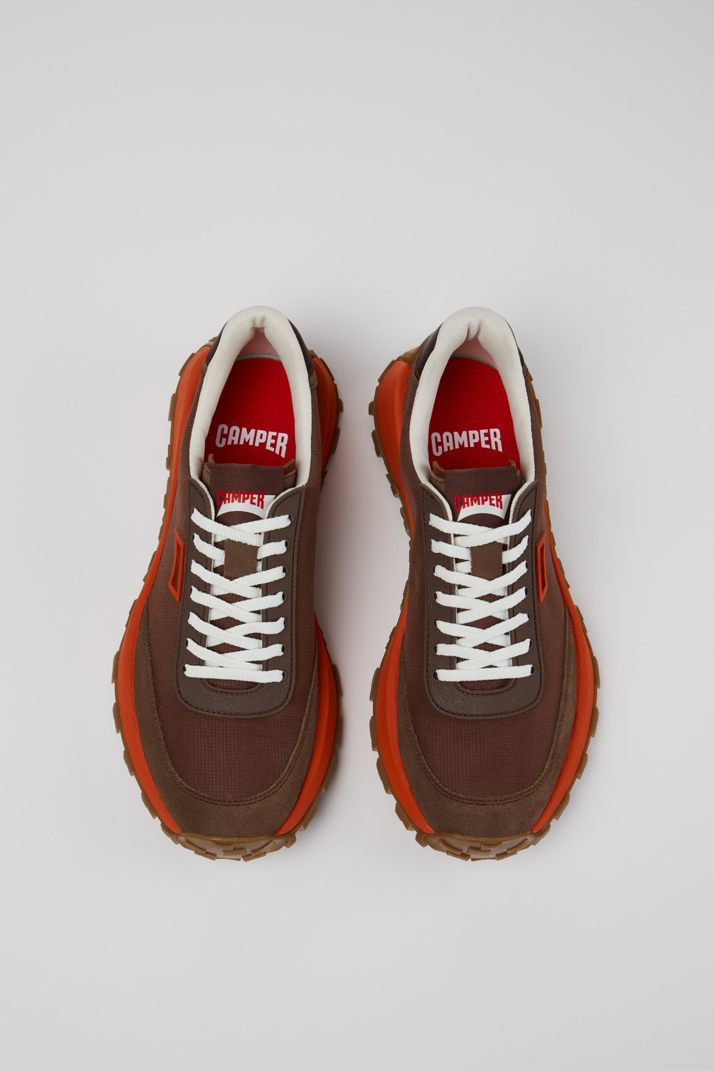 Brown Textile and Nubuk Sneakers for Men. - 5