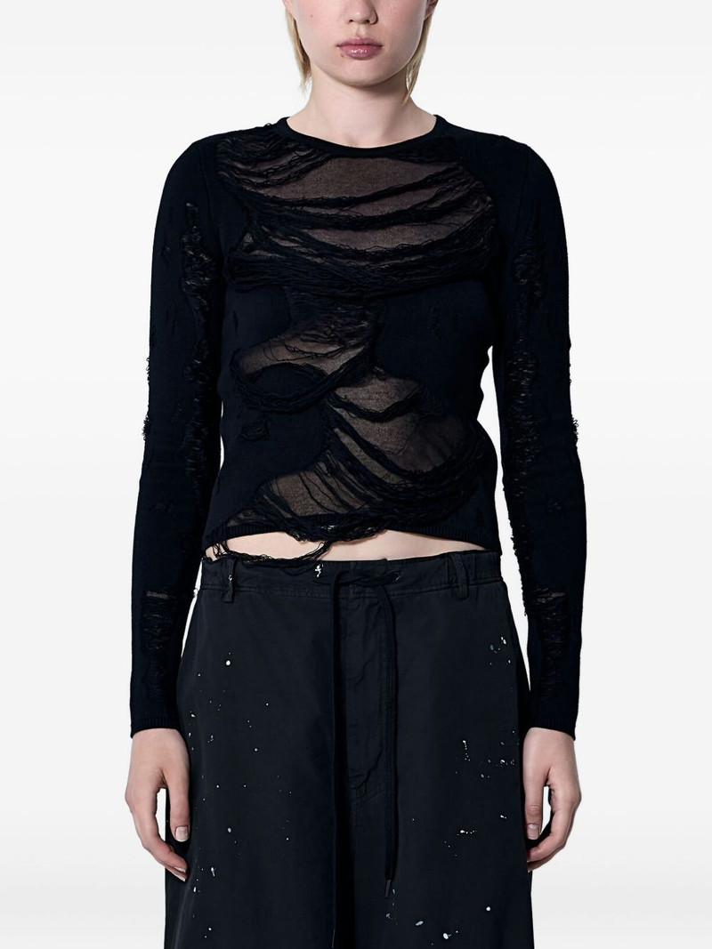 distressed crew-neck sweater 1