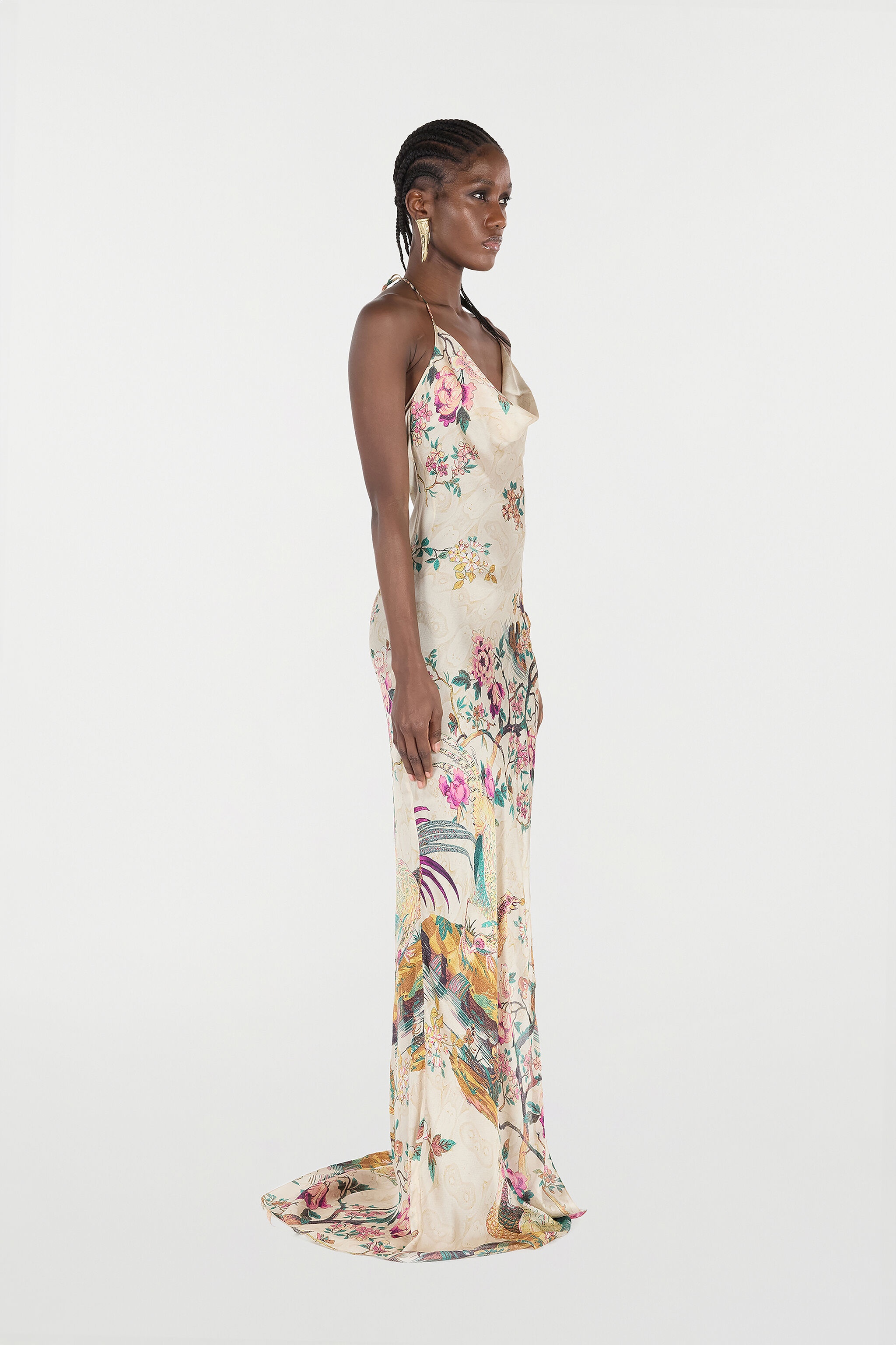 Extra Long Dress in Pure Silk with Print - 3
