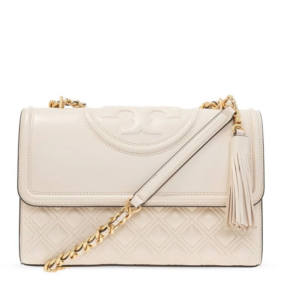 Tory Burch New Cream Fleming Convertible Leather Shoulder Bag - 1