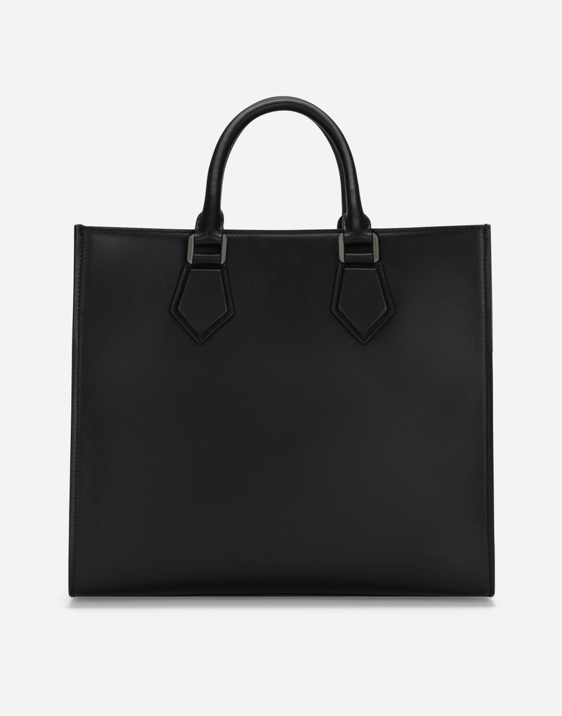 Small calfskin shopper with logo 4