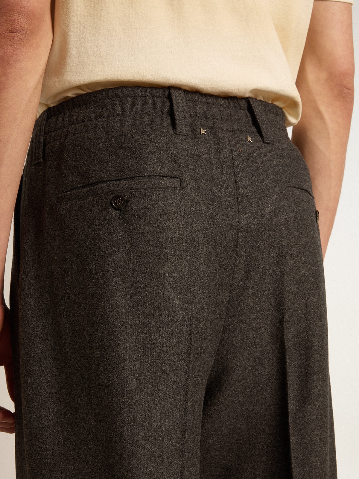 Pants in dark gray wool flannel - 5