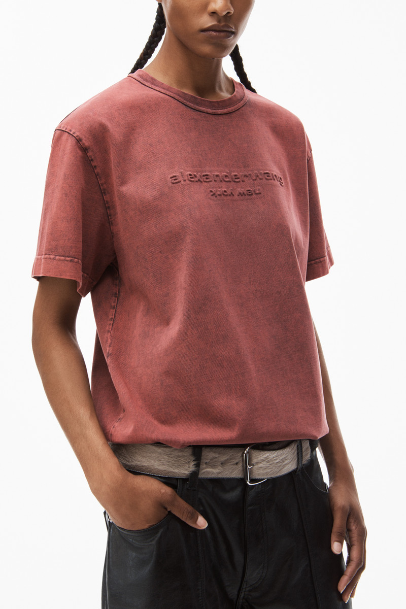 embossed logo tee in compact jersey 5