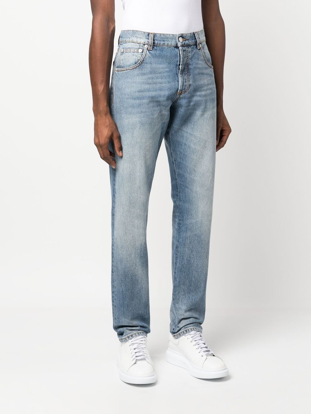 stonewashed straight-leg jeans - 3