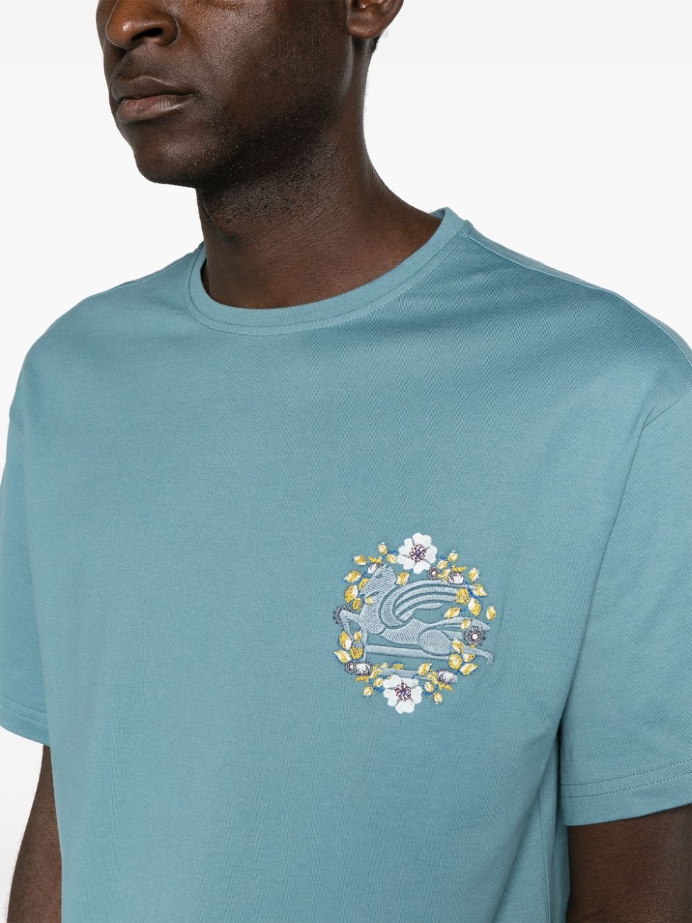 Pegaso-embroidered cotton T-shirt - 5