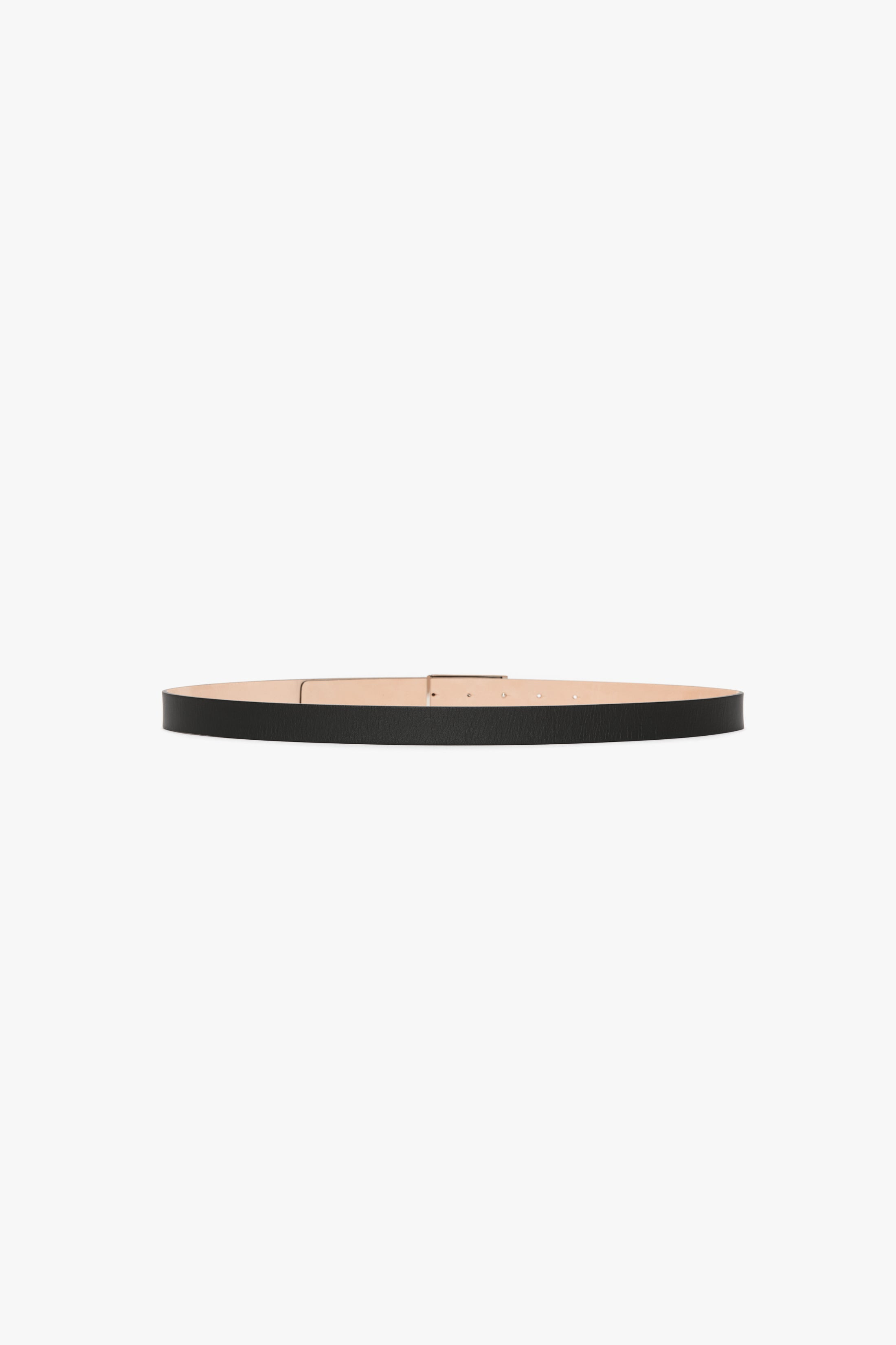 Silver Buckle Frame Belt In Black Grained Leather - 3