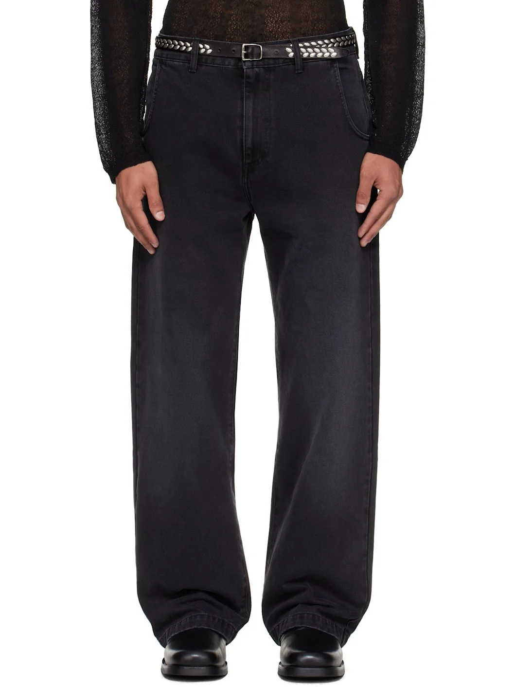 Black Straight Cut Jeans - 1