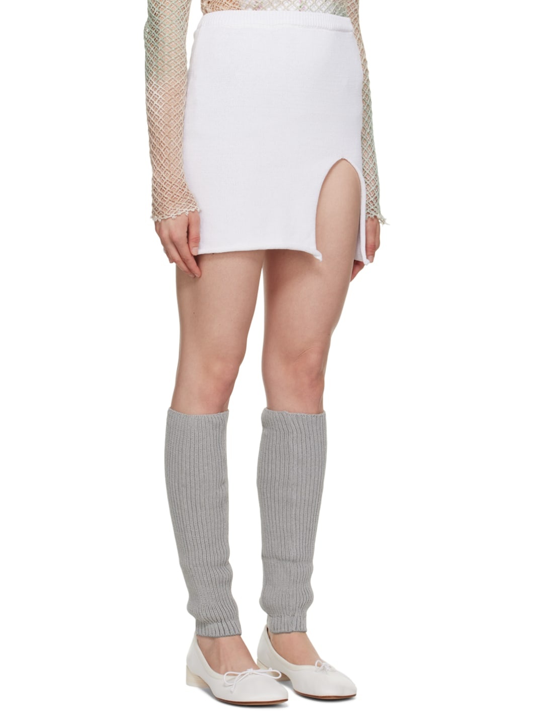 White Vented Miniskirt - 2