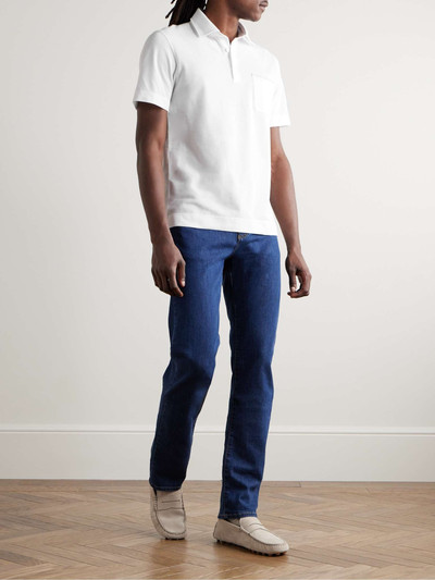 ZEGNA Nubuck-Trimmed Cotton-Piqué Polo Shirt outlook