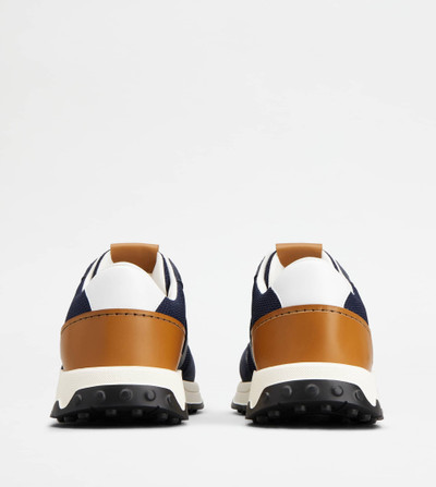 Tod's SNEAKERS IN LEATHER AND TECHNICAL FABRIC - WHITE, BLUE, BROWN outlook