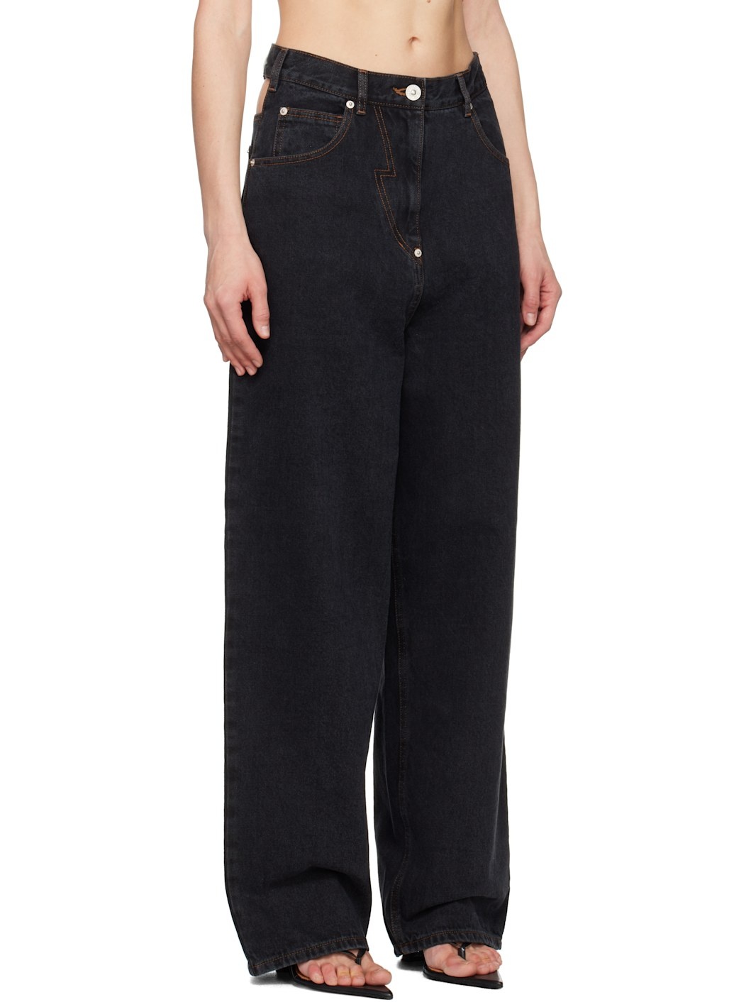 Black Panty Cutout Jeans - 2