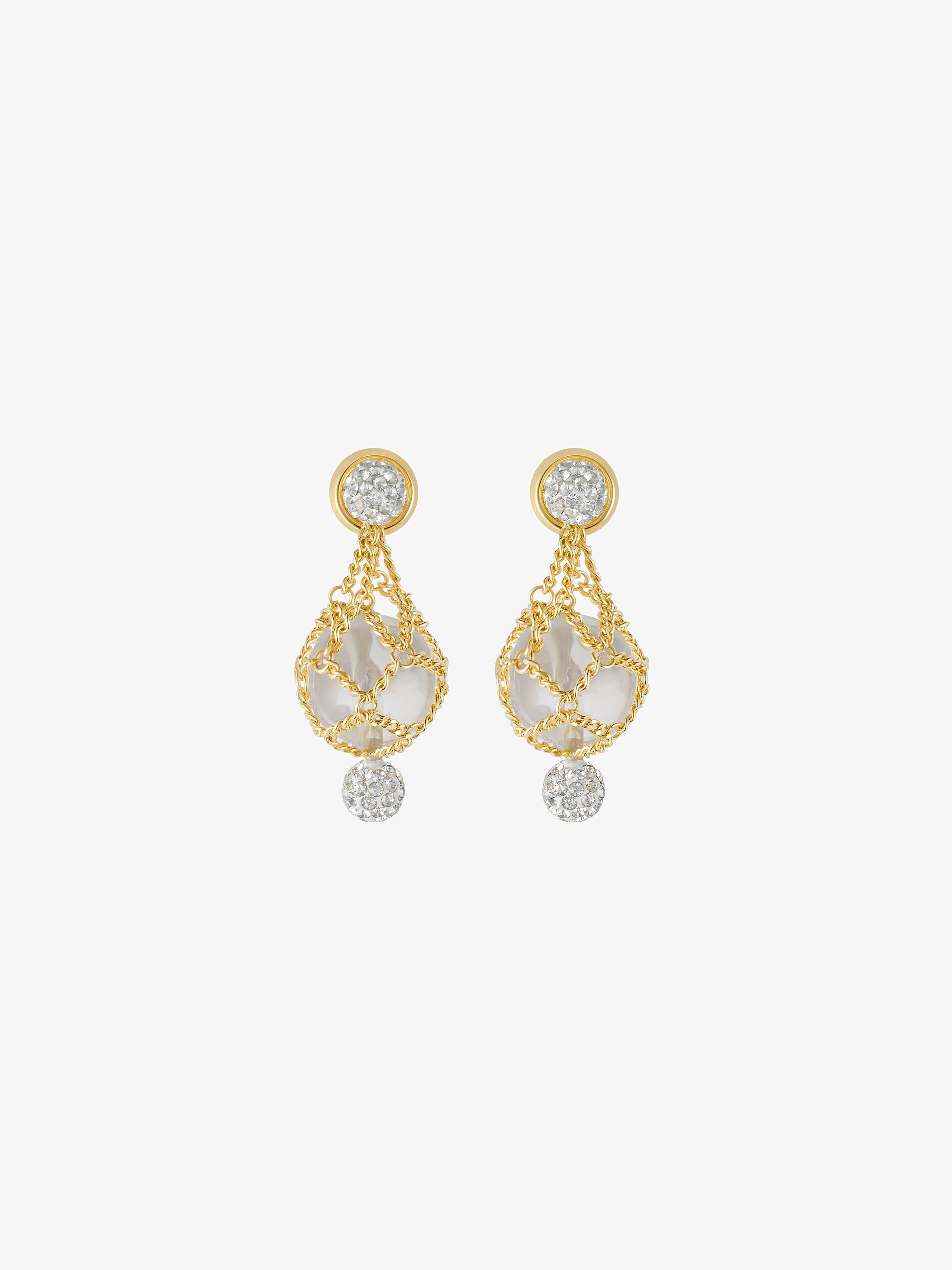 PEARLING EARRINGS IN METAL WITH PEARLS AND CRYSTALS - 1