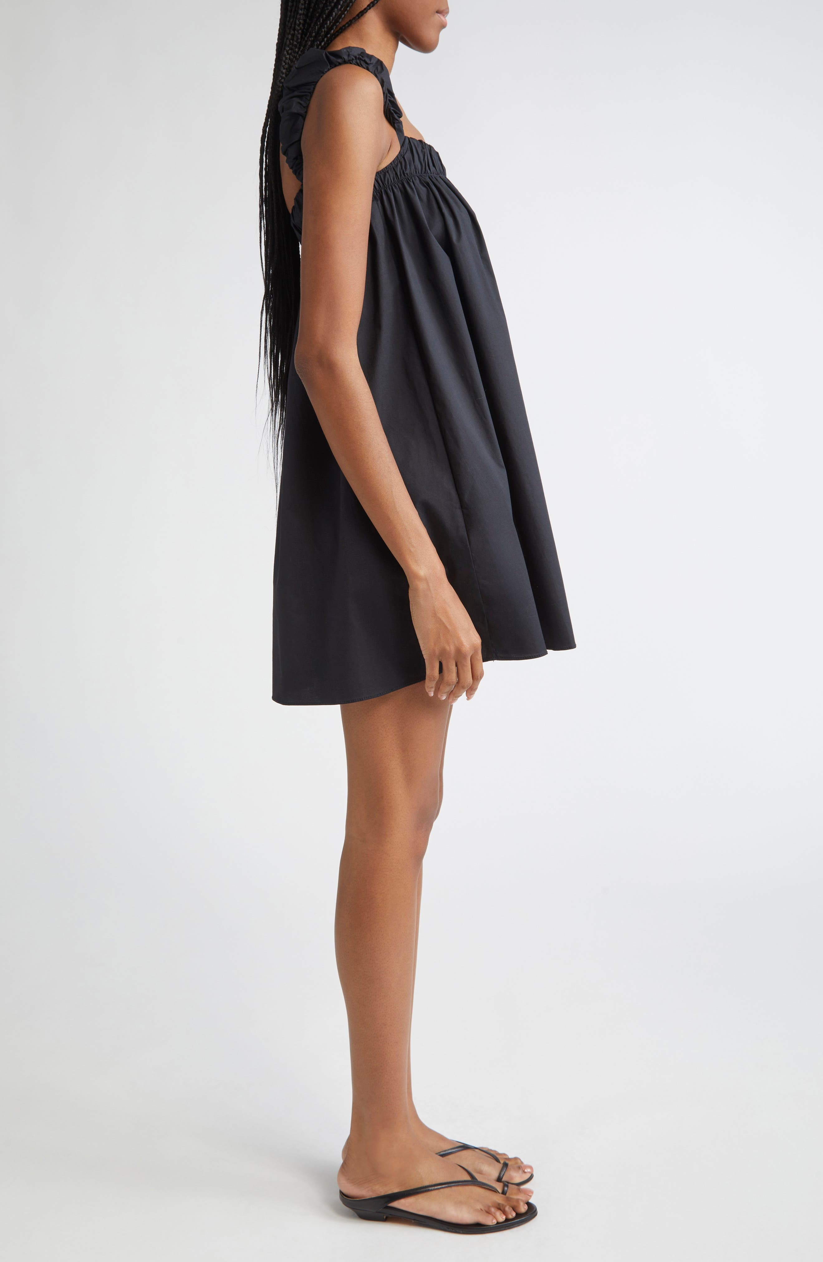 STAUD Beau Babydoll Minidress in Black at Nordstrom - 3