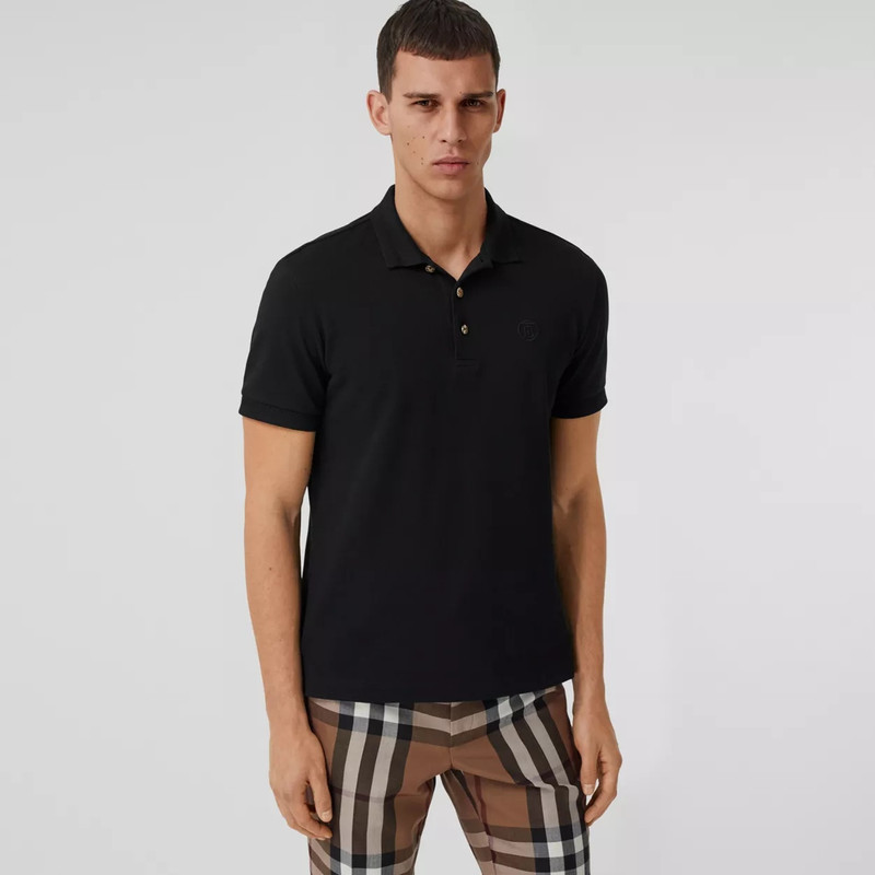 Burberry Button Detail Cotton Piqué Polo Shirt outlook