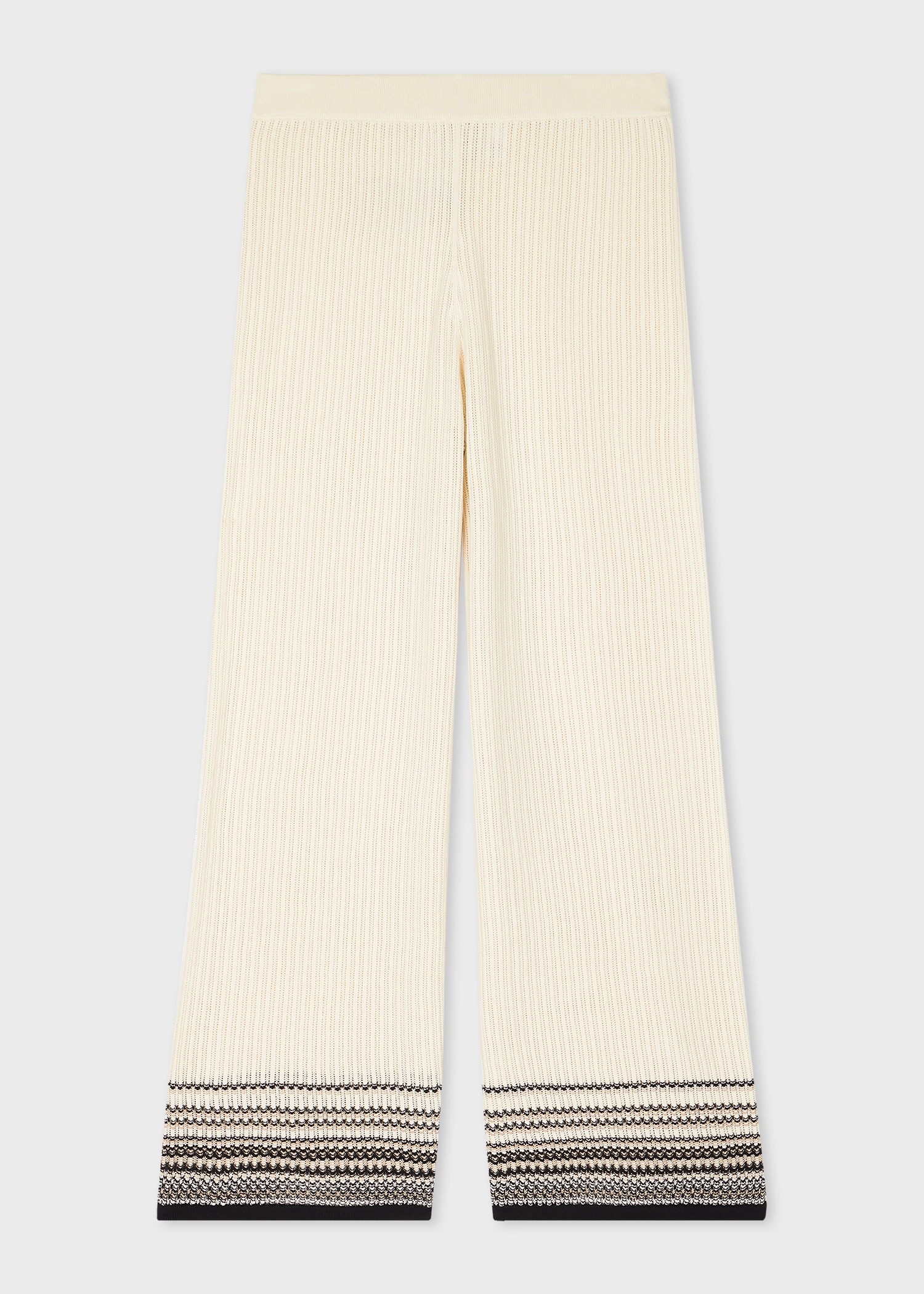 Women's Ivory Cotton Knitted Stripe Trim Vest and Cropped Trouser Co-ord - 3