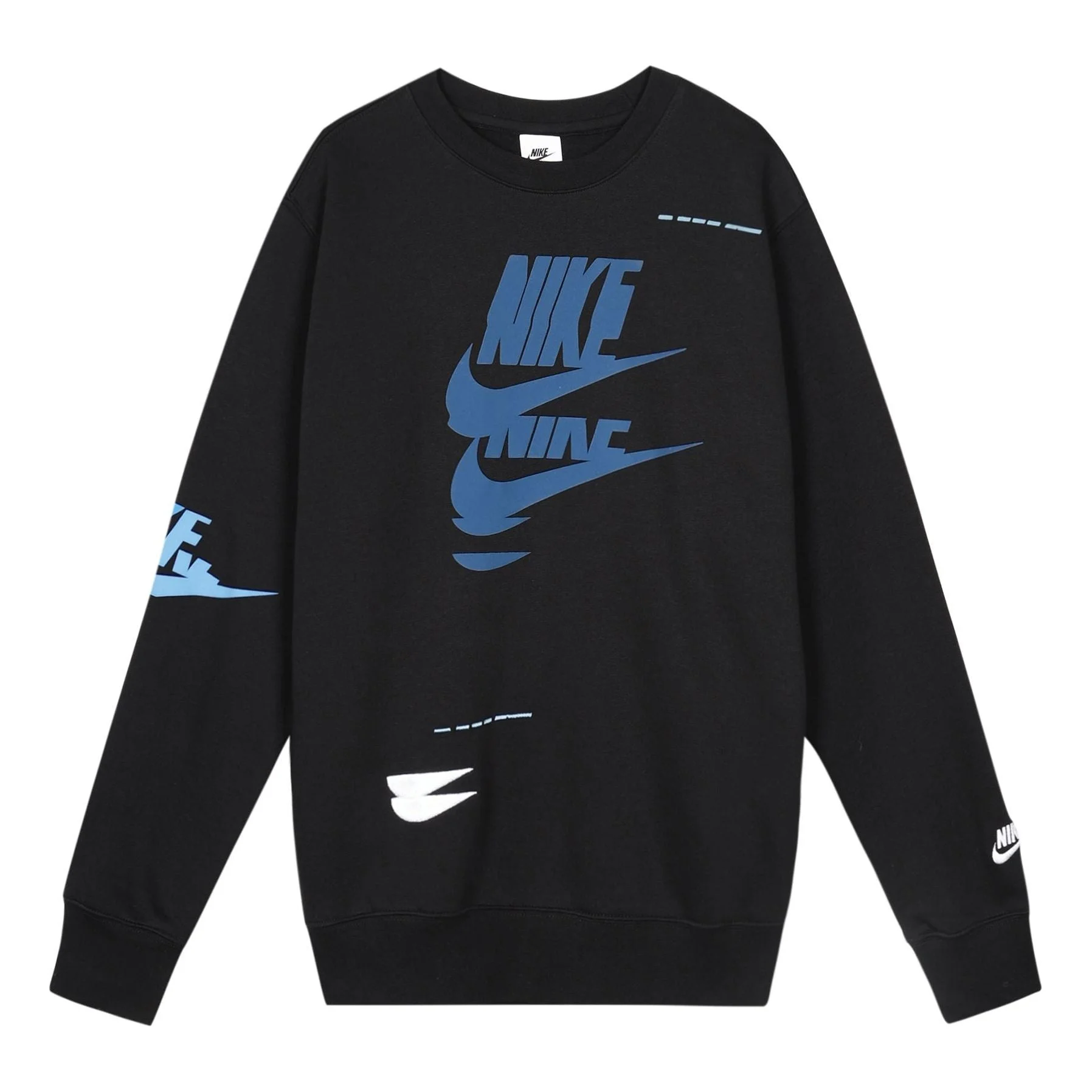 Nike Sportswear Sport Logo Printing Fleece Round Neck Pullover 'Black Blue' DM6876-010 - 1