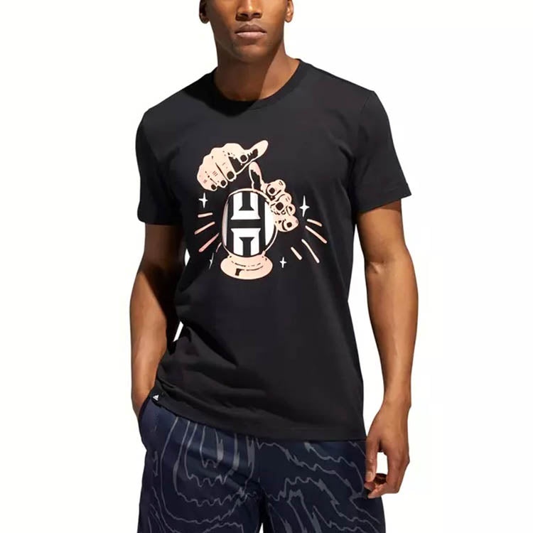 adidas Men s adidas Hrdn Swag Verb James Harden Basketball Sports Printing Round Neck Short Sleeve Black T REVERSIBLE